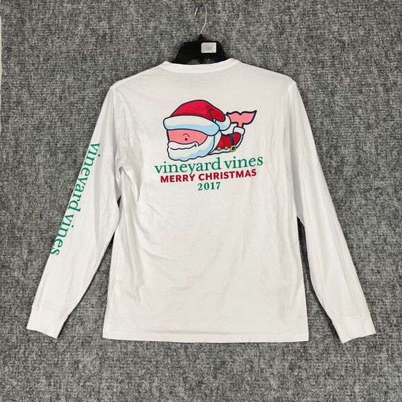 Vineyard Vines Shirt Mens‎ Small White Christmas Whale Santa Claus Pocket 2017 - Picture 1 of 9